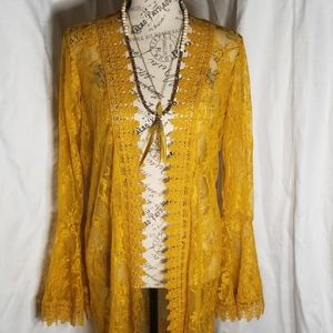 Golden Yellow Lace Kimono
